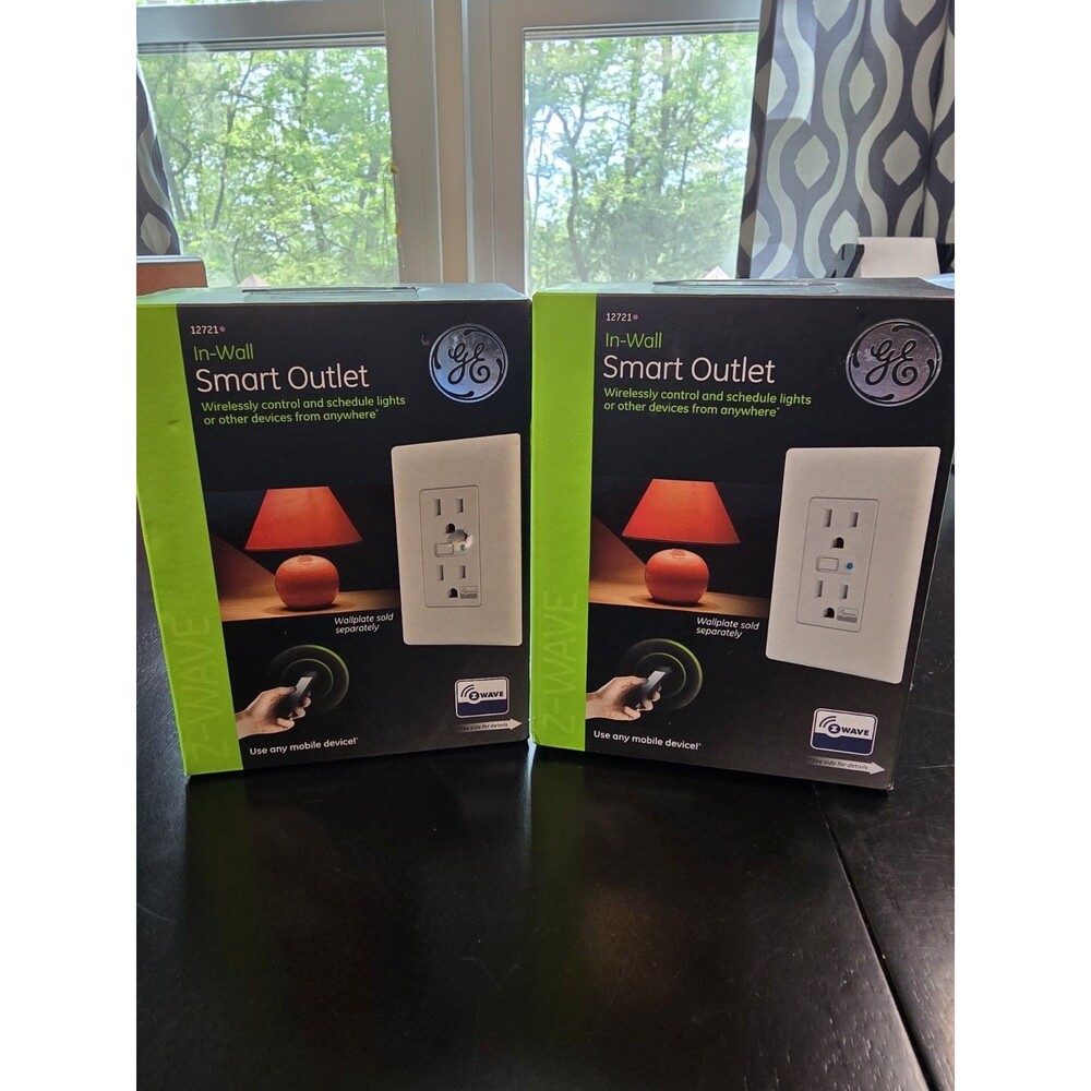 Lot of 2 GE Z-Wave In-Wall Smart Outlets 12721 ZW1001 - New In Box